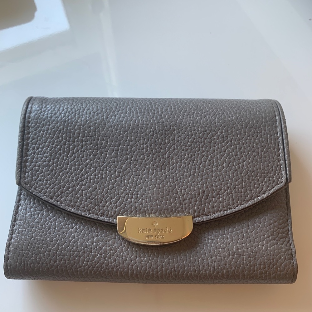 Kate Spade wallet, soft light grey leather